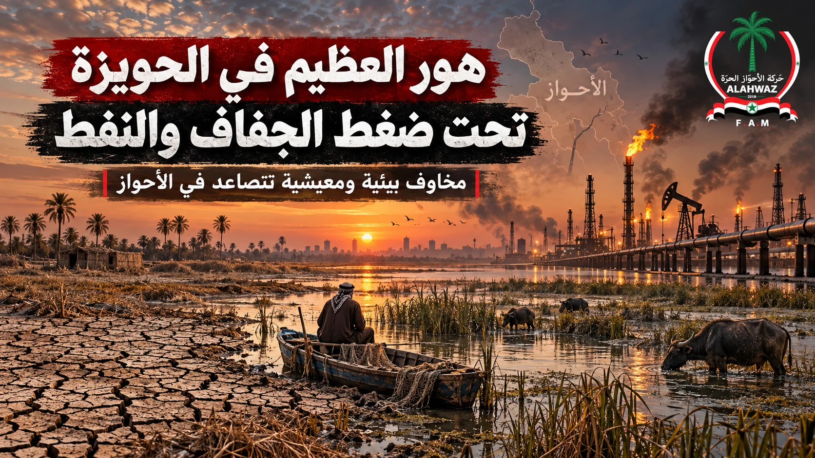 هور العظيم في الحويزة تحت ضغط الجفاف والنفط
